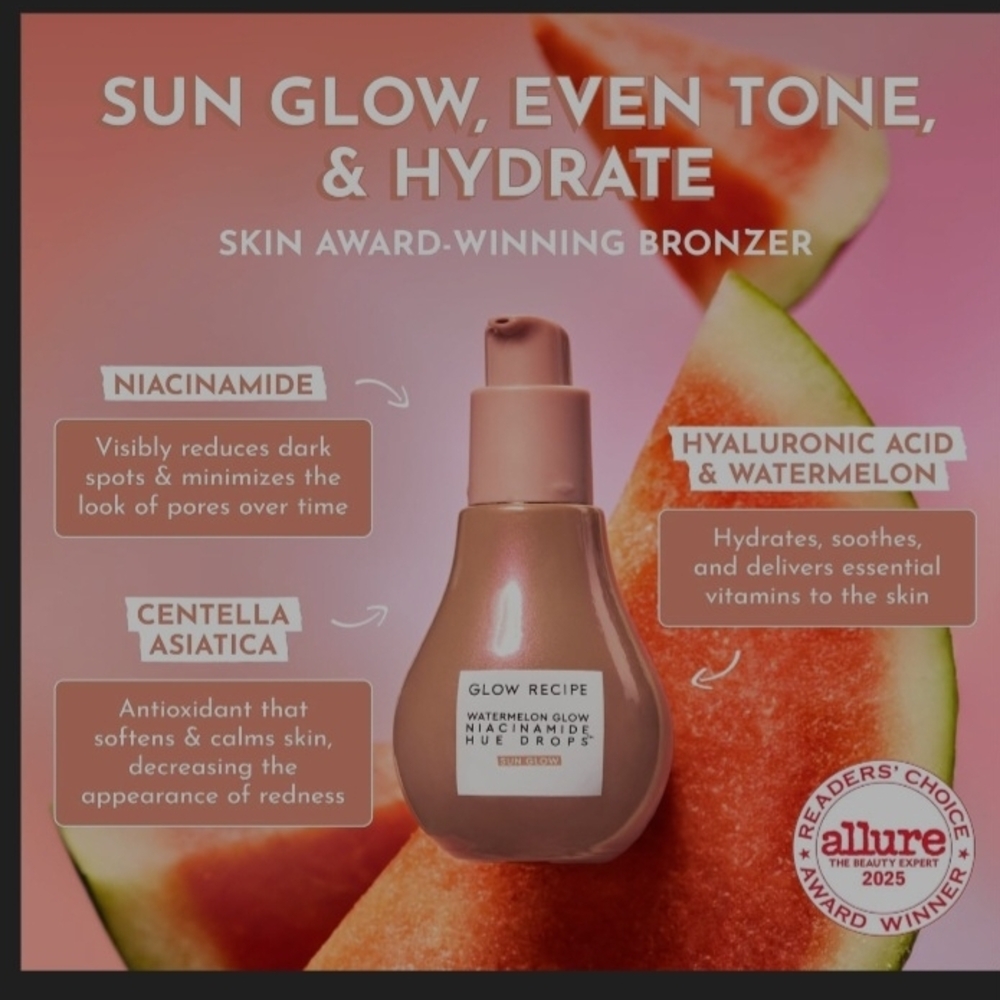 Glow Recipe Watermelon Glow Niacinamide Hue Drops Sun Glow NIB 1.35 Oz - Picture 9 of 12